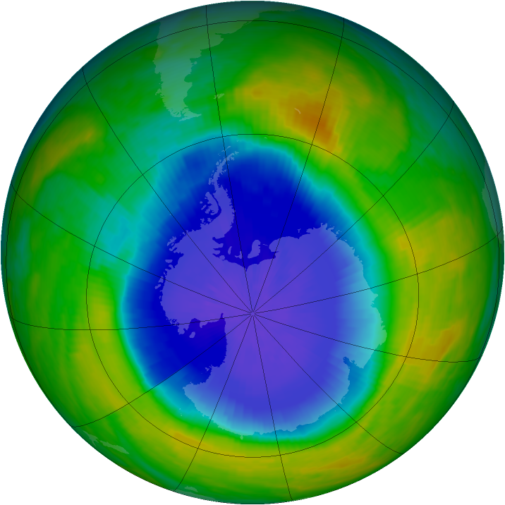 Antarctic ozone map for 24 October 1990